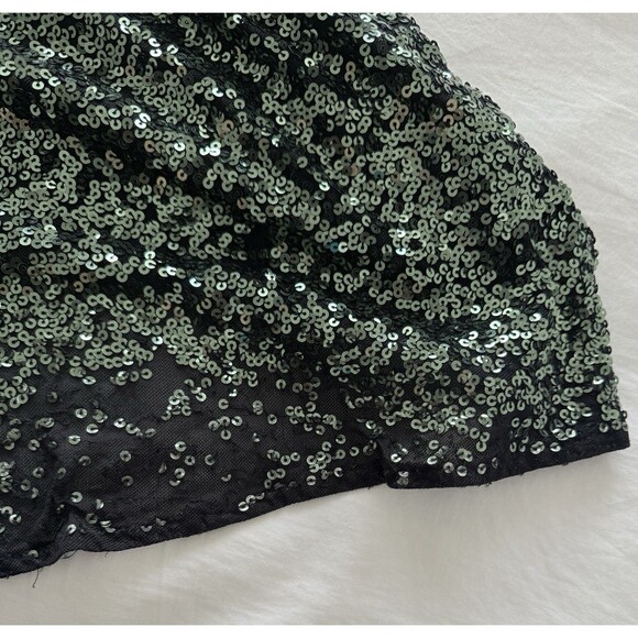 Badgley Mishka Emerald Green Gown With Cut-Outs Full Length W/Sweep Train Sz 8 - Picture 10 of 16